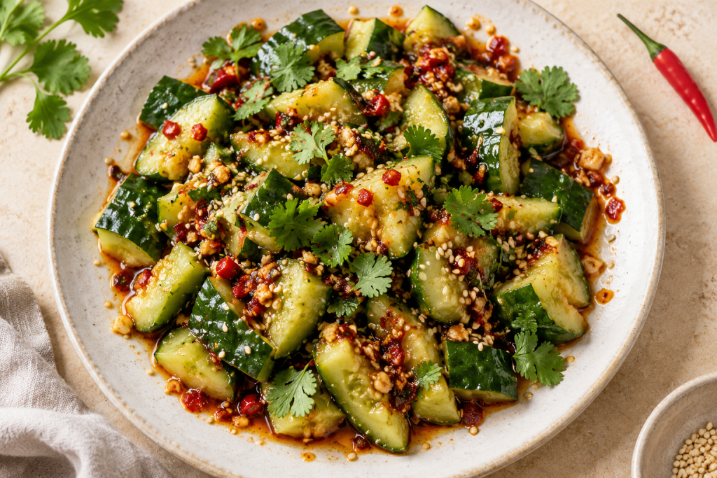 Chili Smashed Cucumbers